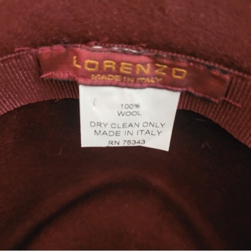 Lorenzo Burgundy 100% Wool Cloche Hat Made in Italy Floral Accent Vintage - Picture 6 of 6